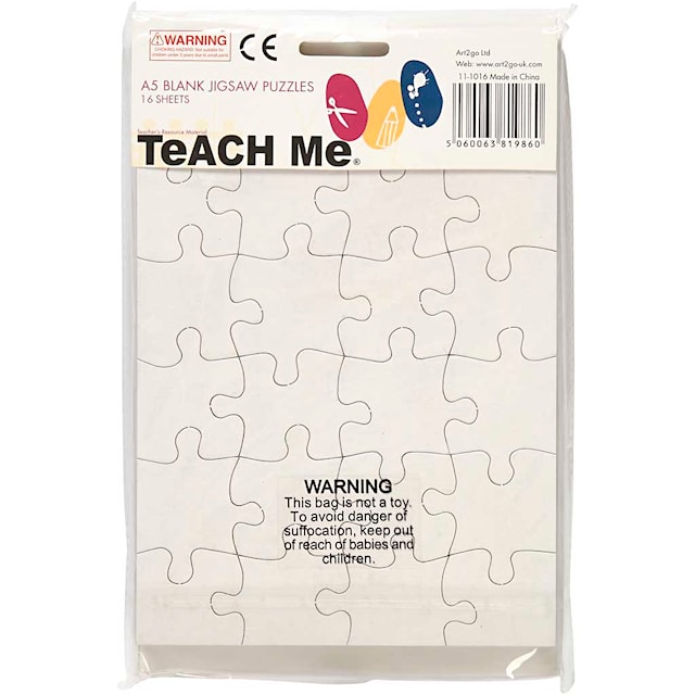 Produktbilde 3 for Puslespill, str. 15x21 cm, hvit, 24 brikker, 16 stk./ 1 pk.