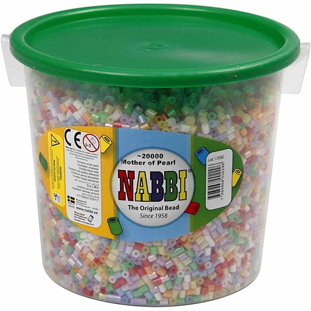 Tuotekuva 1 - Putkihelmet, koko 5x5 mm, aukon koko 2,5 mm, 20000 laj., helmiäisvärit