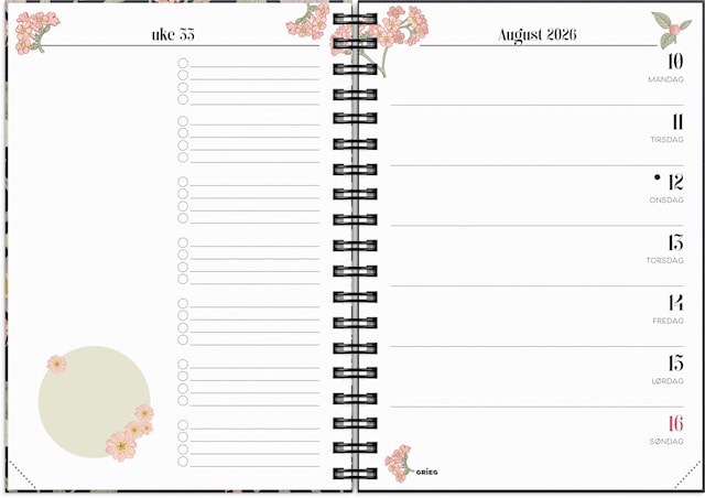 Produktbilde 2 for Ukekalender Life Planner 2026 A6 Floral Burde
