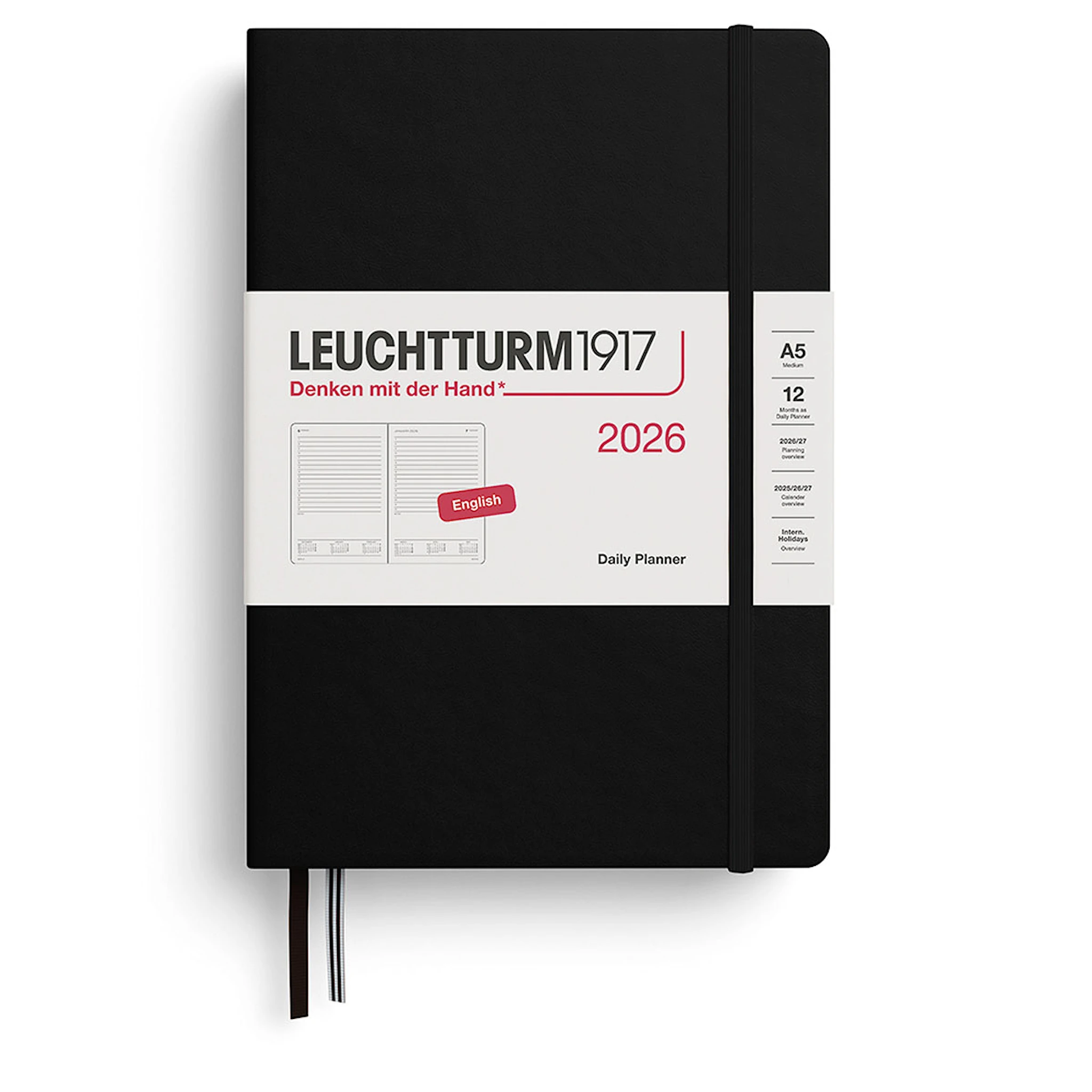 Produktbilde for Daily Planner 2026 A5 Black Leuchtturm1917
