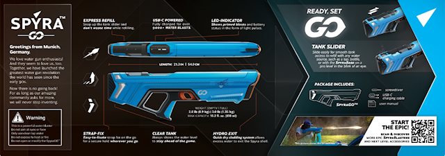 Produktbild 5 för SpyraGo Vattenpistol Blå Spyra