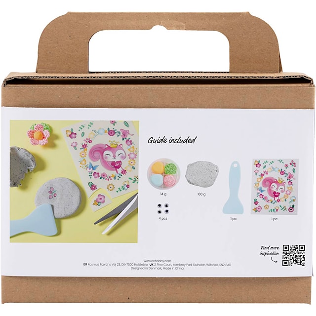 Produktbilde 2 for Mini DIY Kit Modellering, Stein med insekt, grå, lys pink, lys turkis, 1 pk.