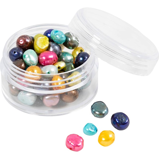 Produktbild 5 för Sötvattenspärlor Hålstl 0,5mm ⌀5-6 mm Pärlemorsfärger 60 st Creativ Company