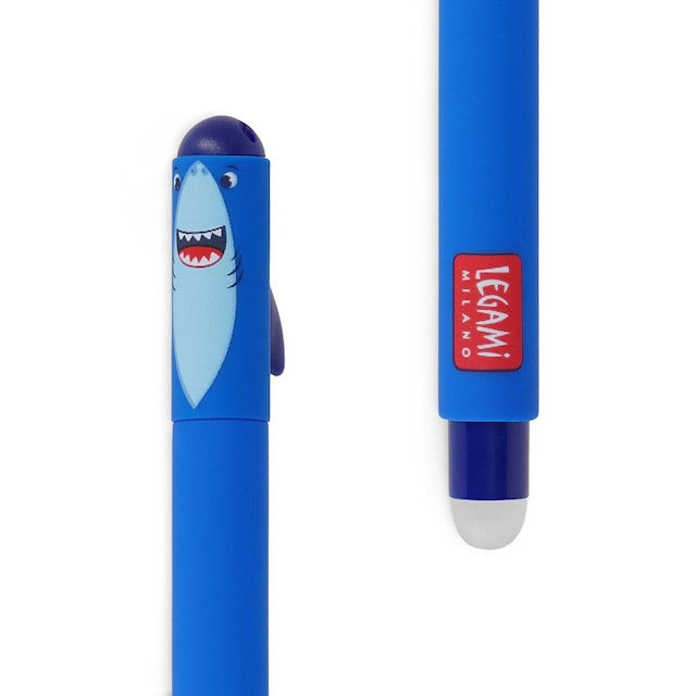 Produktbilde 3 for Erasable gel pen, Shark, blå, gelpenn med blekk som kan viskes ut