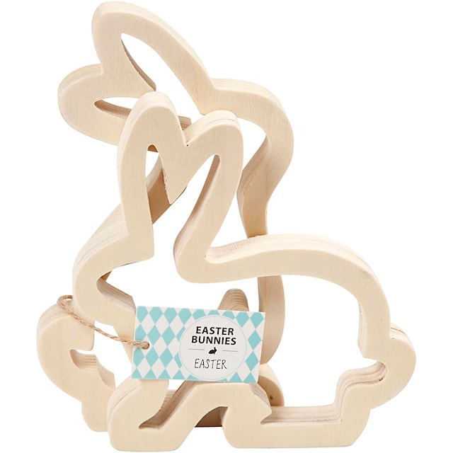 Produktbilde 2 for Påskeharer, H: 14 cm, D: 2 cm, B: 13 cm, 2 stk./ 1 pk.