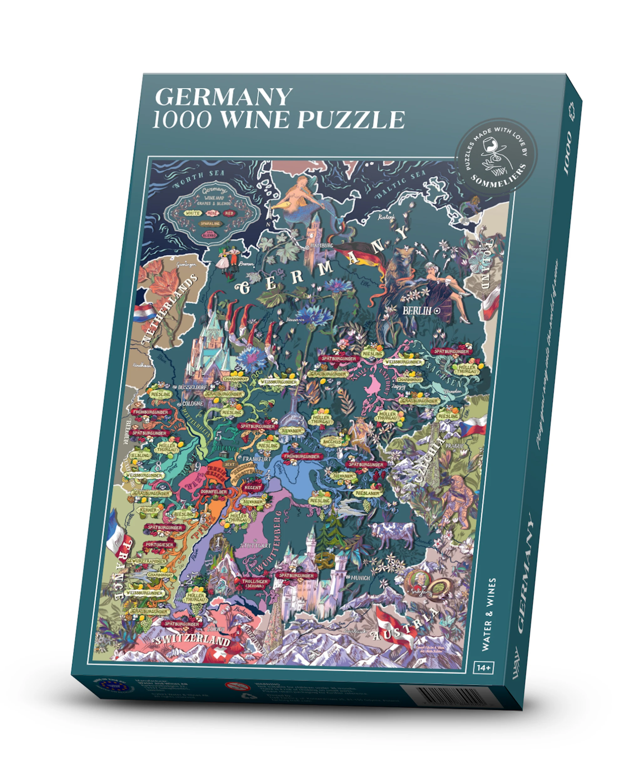 Produktbilde for Vinpuslespill - Tyskland 1000 brikker Water and Wines