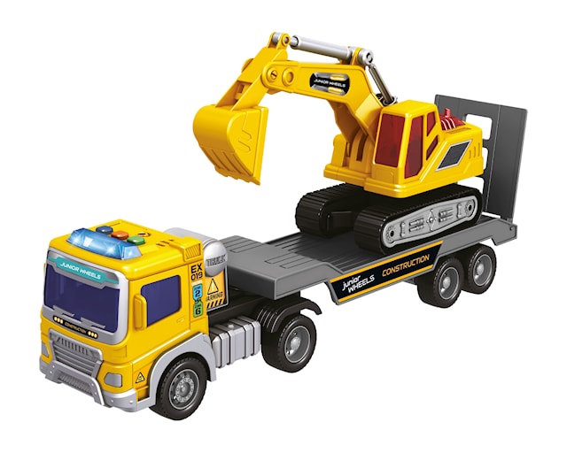 Produktbild 1 för Lavettbil och Grävmaskin med Ljud och Ljus Junior Wheels