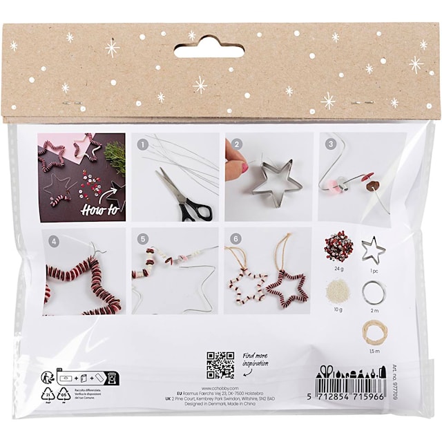 Produktbild 3 för DIY Julpyssel Stjärnor med paljetter och pärlor Creativ Company