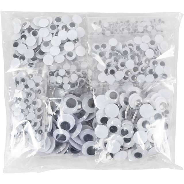 Tuotekuva 2 - Liikkuvat Silmät, liimattavat, halk. 6-20 mm, 1100 laj/ 1 pkt
