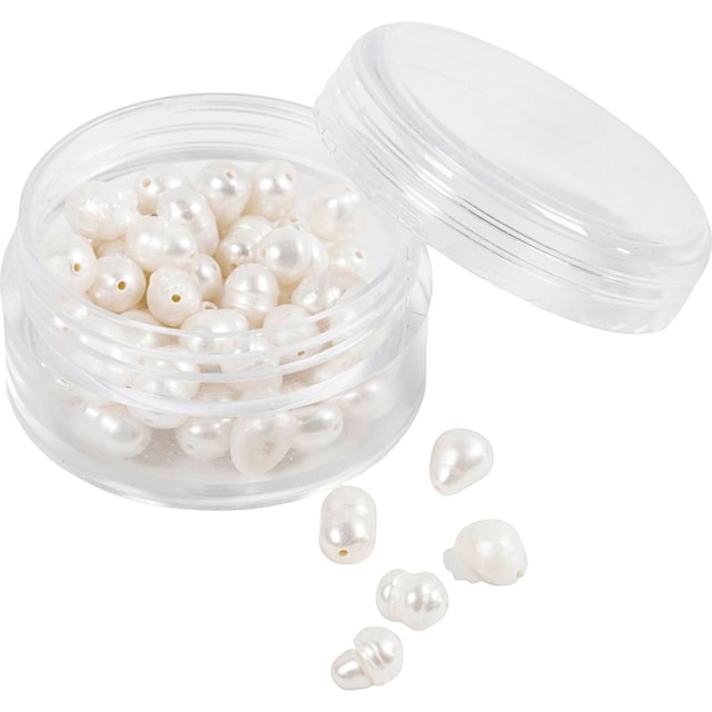 Produktbilde 5 for Ferskvannsperler, Perforert på tvers, dia. 4-6 mm, hullstr. 1 mm, perlemor, 55 stk./ 1 pk.
