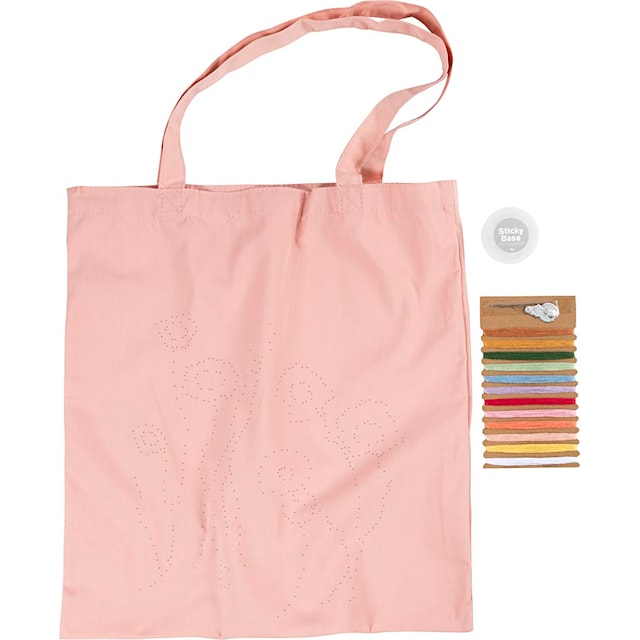 Produktbild 4 för DIY Kit Broderi Textilkasse mjukrosa 1 förp.