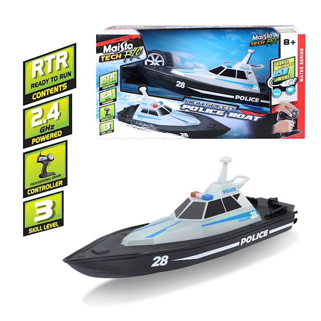 Produktbild 2 för Radiostyrd Rc Polisbåt 2.4Ghz