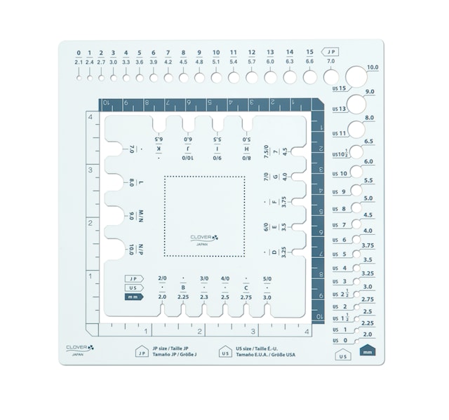Produktbild 1 för Stickprovsmått med stick/virknålsmått Clover
