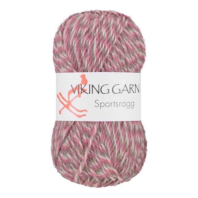 Sportsragg 50 g roosa/harmaa Viking Garn