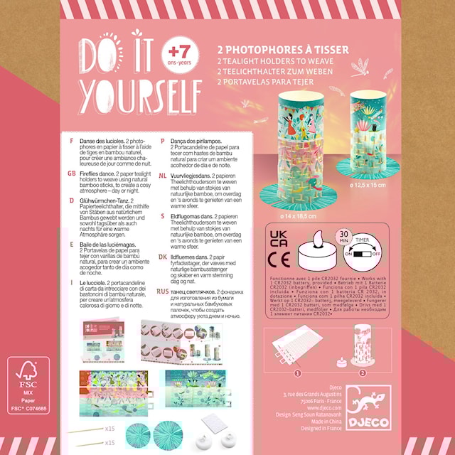 Produktbild 7 för DIY-Kit Två Ljuslyktor för LED-ljus i Papper & Bambu Djeco