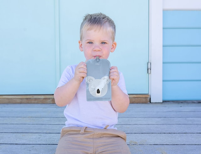 Produktbild 3 för Återanvändbara Matpåsar Squeesebag Animal 5-Pack Cherub Baby