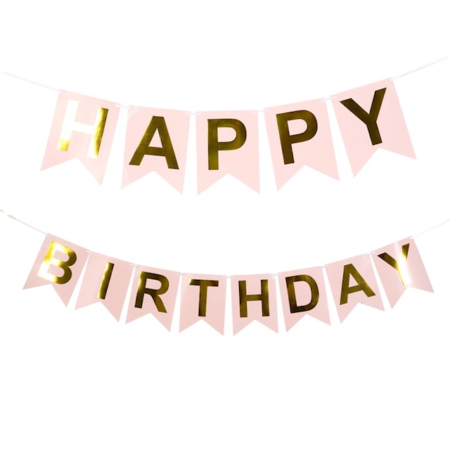 Produktbilde 1 for Flag Banner Happy Birthday Pink