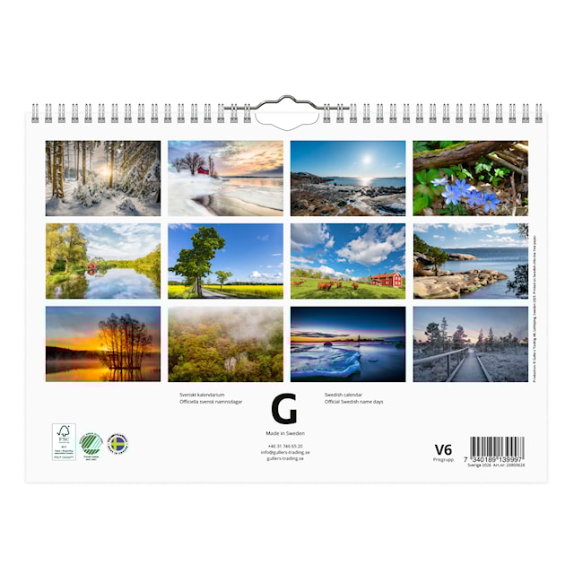 Produktbild 3 för Väggkalender Sverige 2026