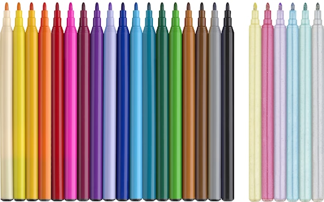 Produktbild 2 för Tuschpenna Castle Unicorn 18+6 st glitterpennor Faber Castell