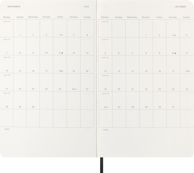 Produktbild 3 för Kalender 2026 Classic Soft 12M Week Note Large Svart Moleskine