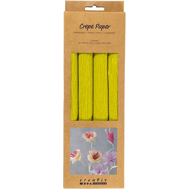 Produktbilde 3 for Kreppapir, ark 25x60 cm, Strekk-/krep: 180%, 105 g, lys grønn, 4 ark/ 1 pk.