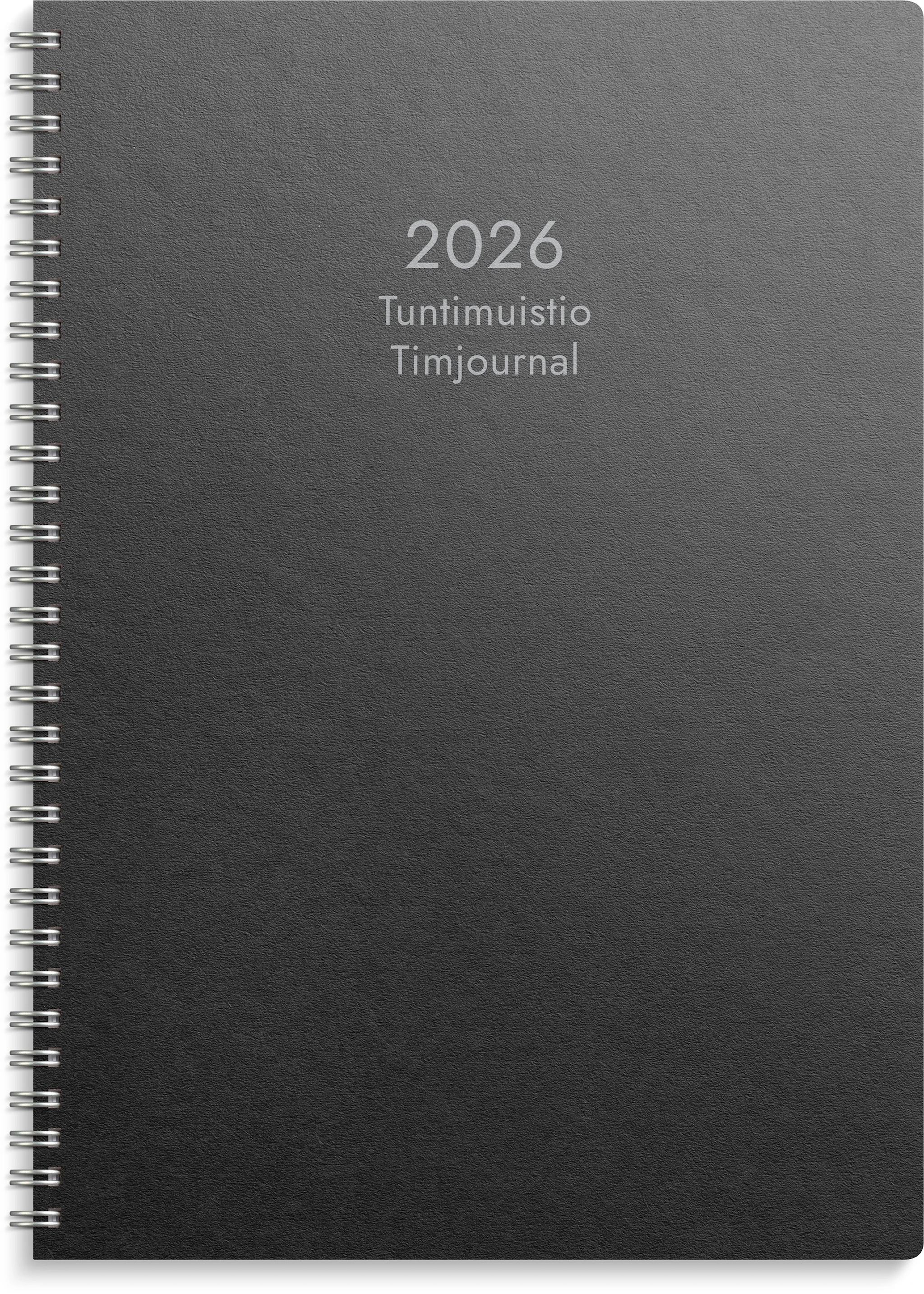 Tuotekuva ille Kalenteri 2026 Tuntimuistio Musta Eco parikierresidottu A4 Burde