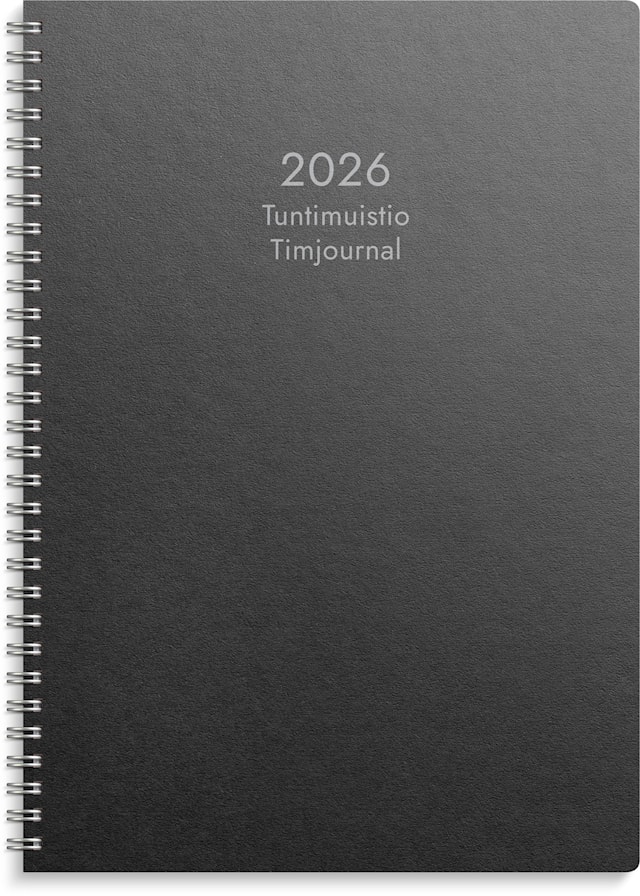 Tuotekuva 1 - Kalenteri 2026 Tuntimuistio Musta Eco parikierresidottu A4 Burde