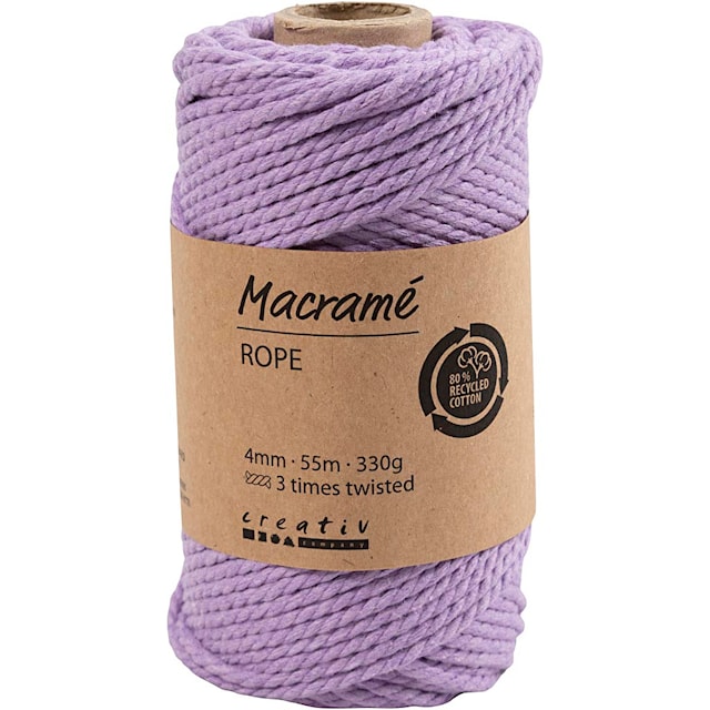 Produktbilde 3 for Macramè-rep, L: 55 M, dia. 4 mm, lilla, 330 g/ 1 rl.