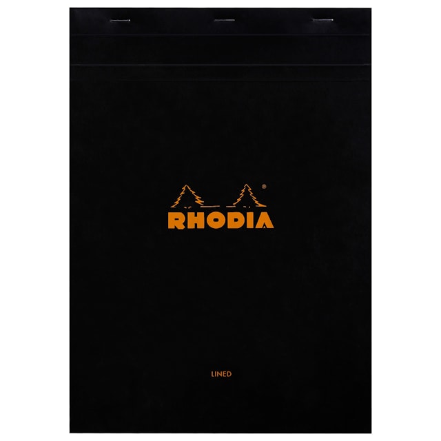 Produktbild 1 för Häftat Block Kortsida Svart Linjerat A4 Rhodia