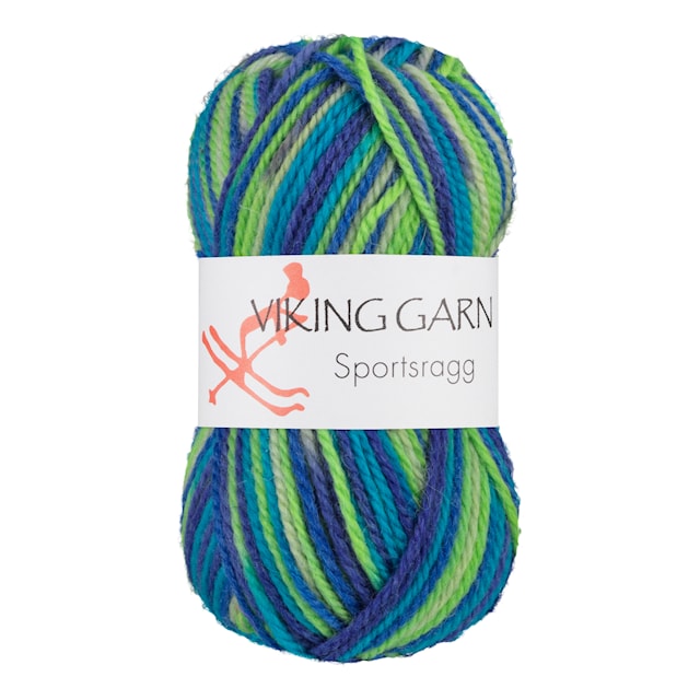 Sportsragg Garn Ullmix 50 g Multi blå/grön 552 Viking Garn