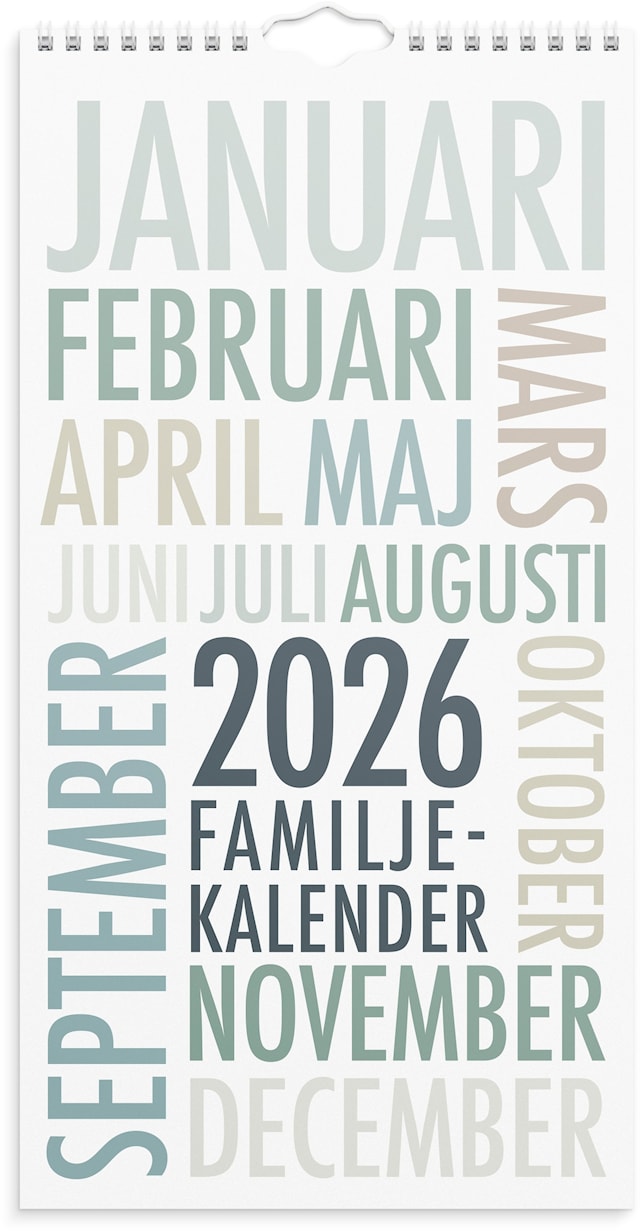 Produktbild 1 för Familjekalender 2026 TrendArt 220x430 mm Burde
