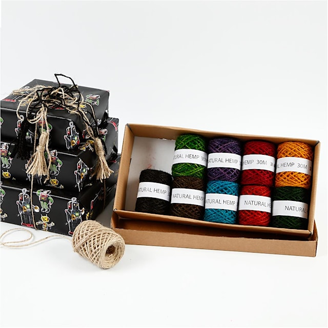 Produktbild 3 för Snöre Naturhampa olika färger 1-2 mm 30 m 10-pack