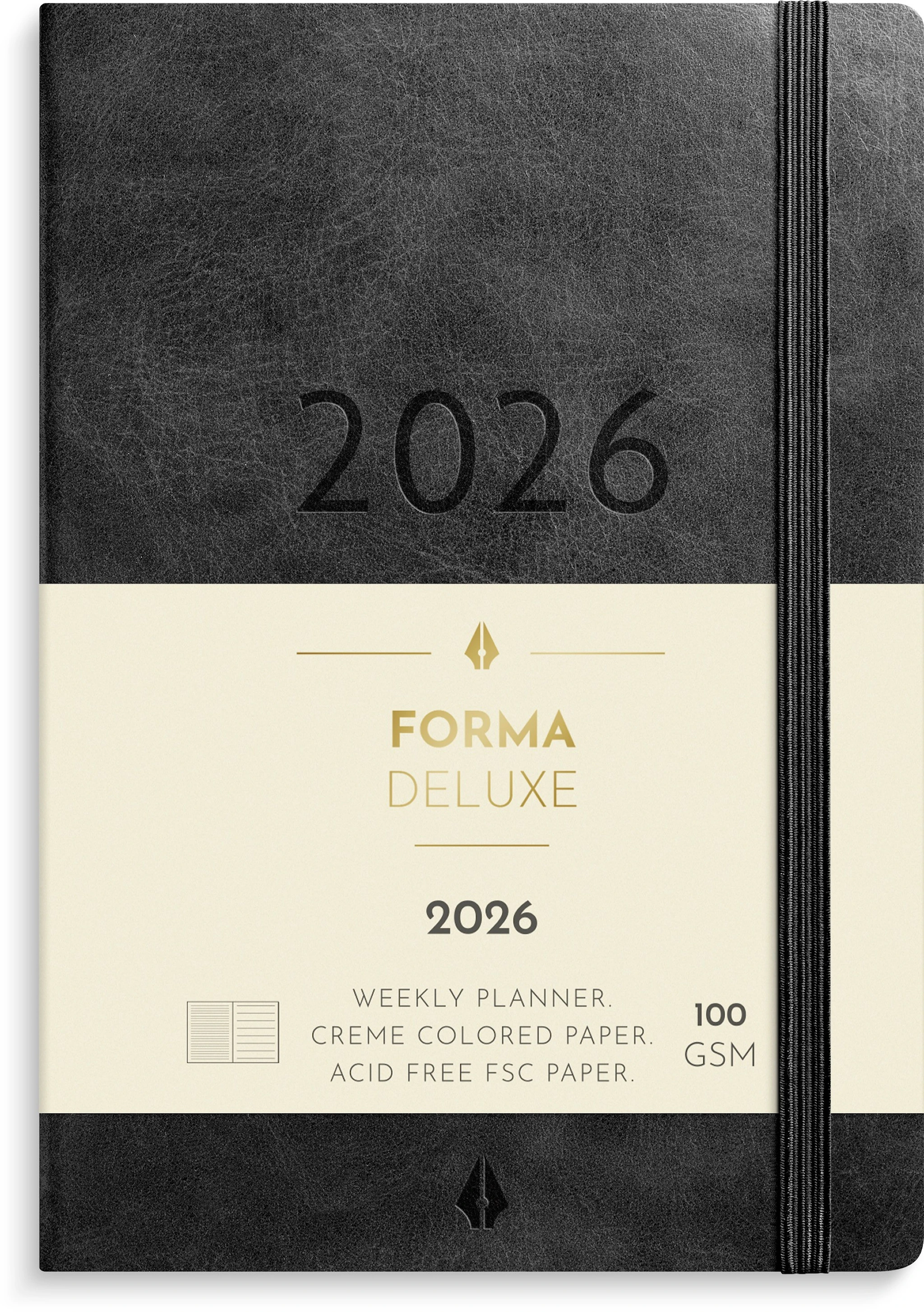 Tuotekuva ille Kalender 2026 A6 Liten Veckokalender Forma Deluxe Svart Burde