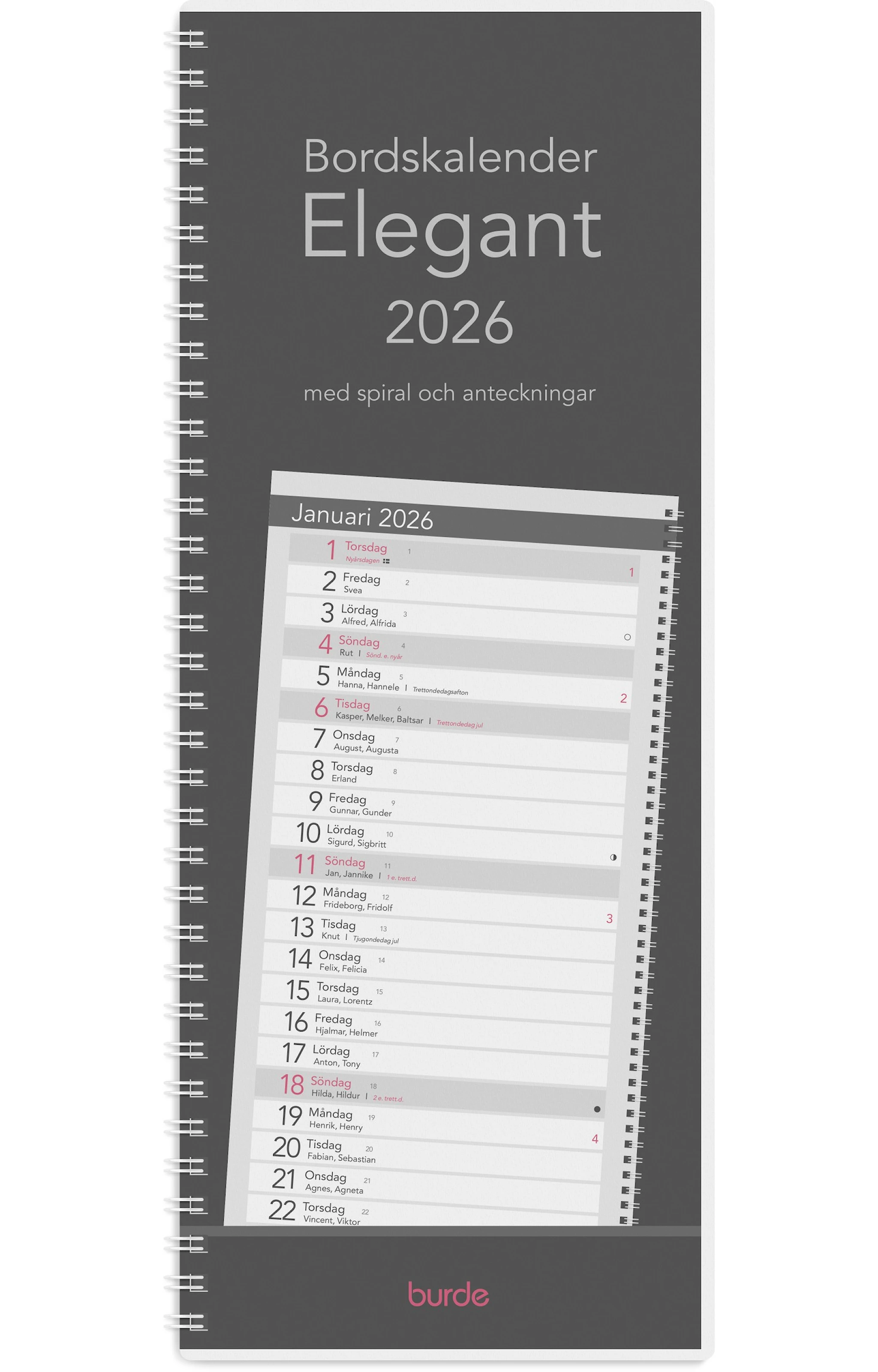 Tuotekuva ille Kalender 2026 Bordskalender Elegant Spiral Svart Burde