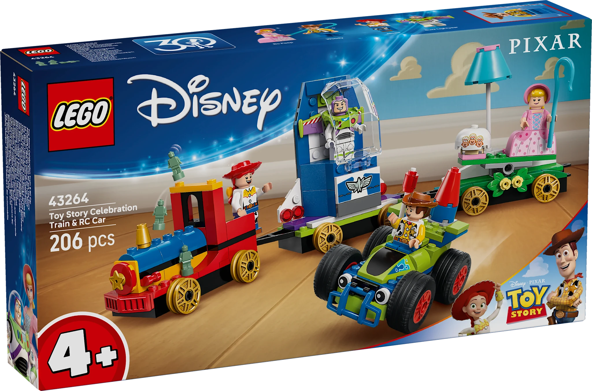 Tuotekuva ille Toy Story -juhlavuoden juna ja radio-ohjattava auto LEGO® Disney Pixar (43264)