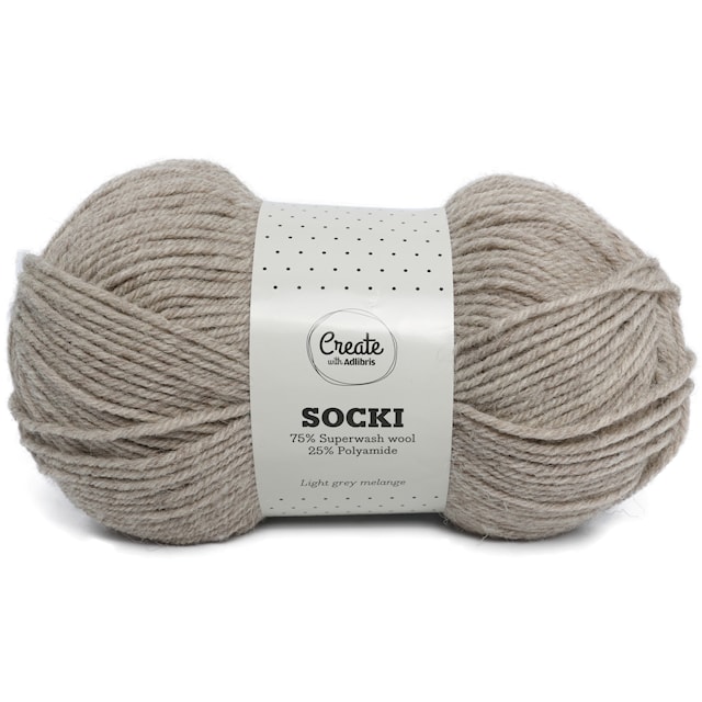 Adlibris Socki Garn Enfärgade Ullmix 100g Light Grey Melange A045