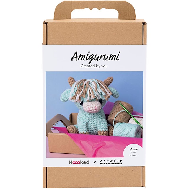 Produktbilde 1 for DIY Kit Amigurumi, Ku, beige, mint, 1 pk.