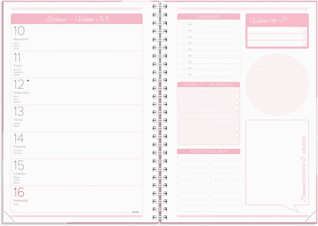 Tuotekuva 2 - Kalenteri 2026 Make It Happen Roosa A5 Burde