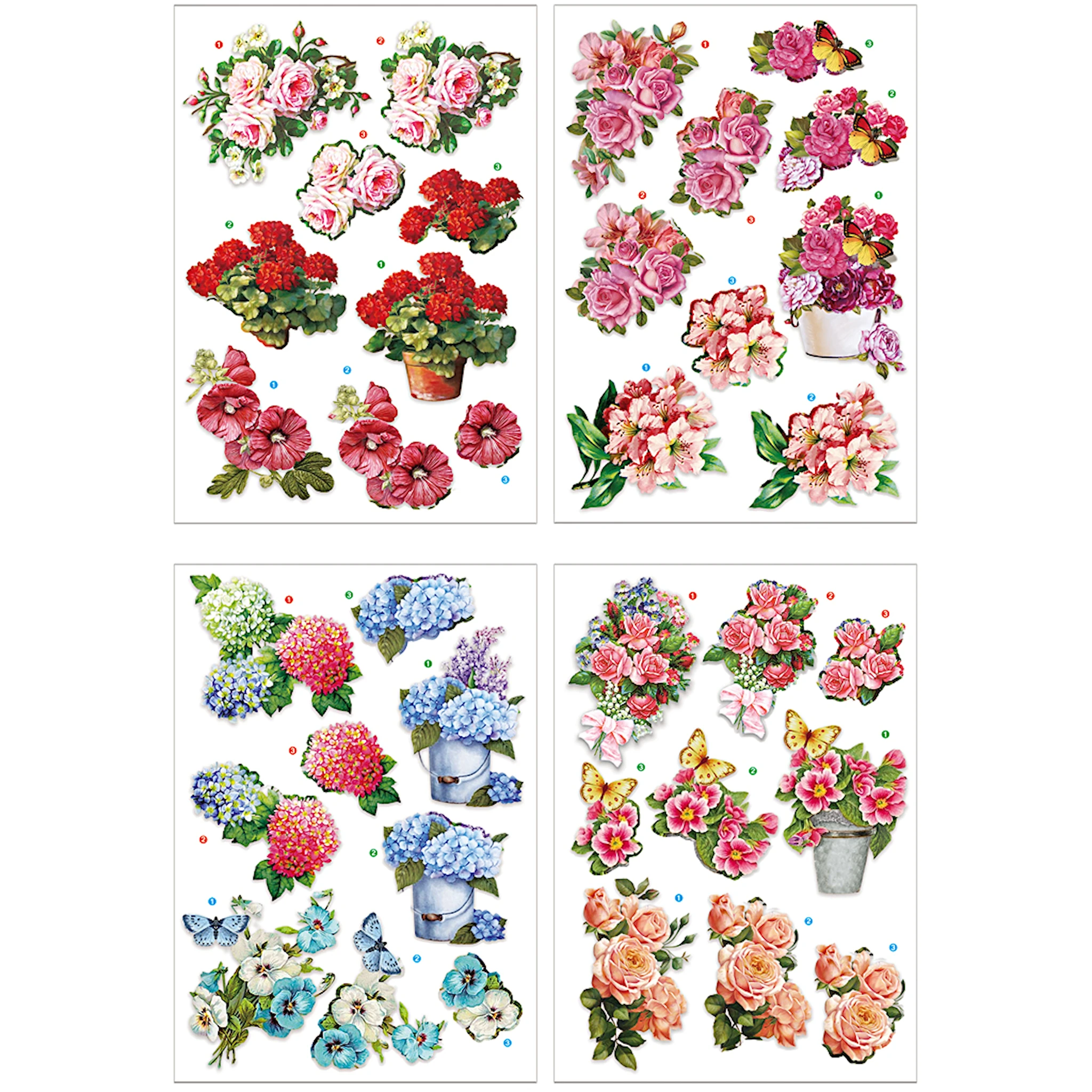 Produktbilde for 3D Motiver, blomster, ark 21x30 cm, 4 ark/ 1 pk.