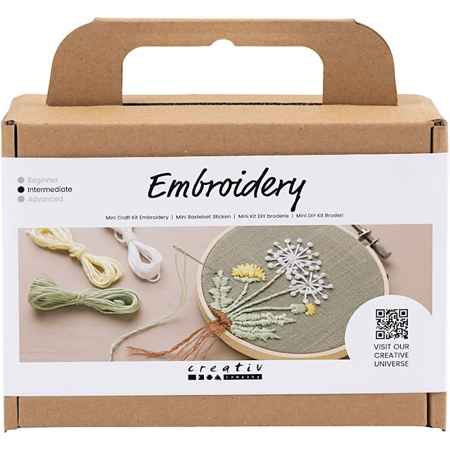 Produktbilde 2 for Mini DIY Kit Broderi, Broderiramme, støvete grønn, 1 pk.