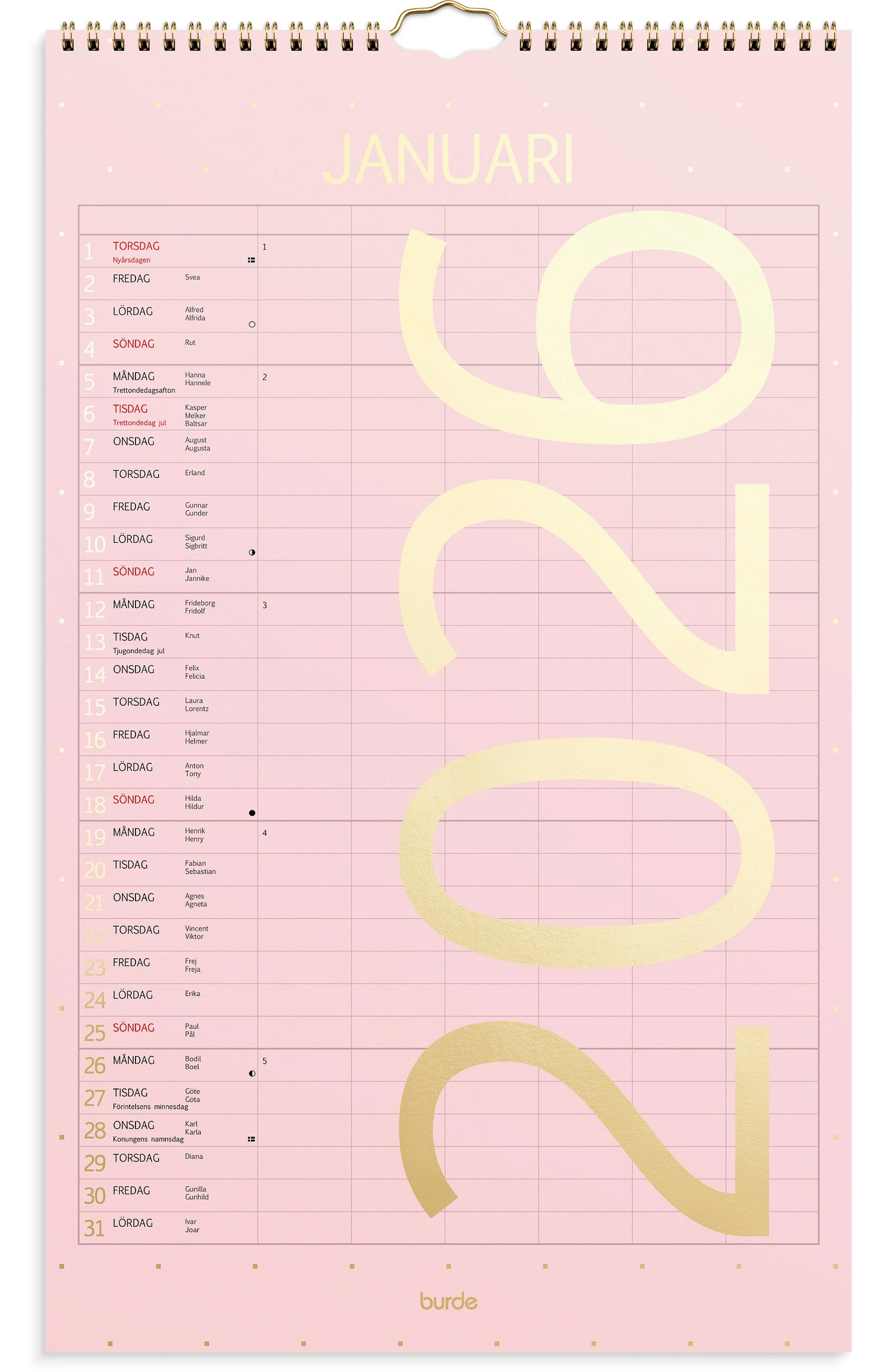 Tuotekuva ille Familjekalender 2026 Color 250x410 mm Burde