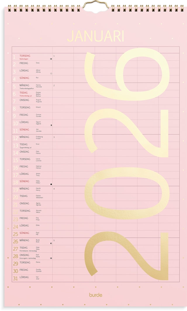 Tuotekuva 1 - Familjekalender 2026 Color 250x410 mm Burde