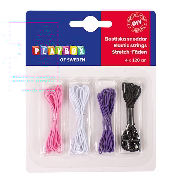 Produktbild 1 för Elastiska Snoddar olika färger 4-pack Playbox