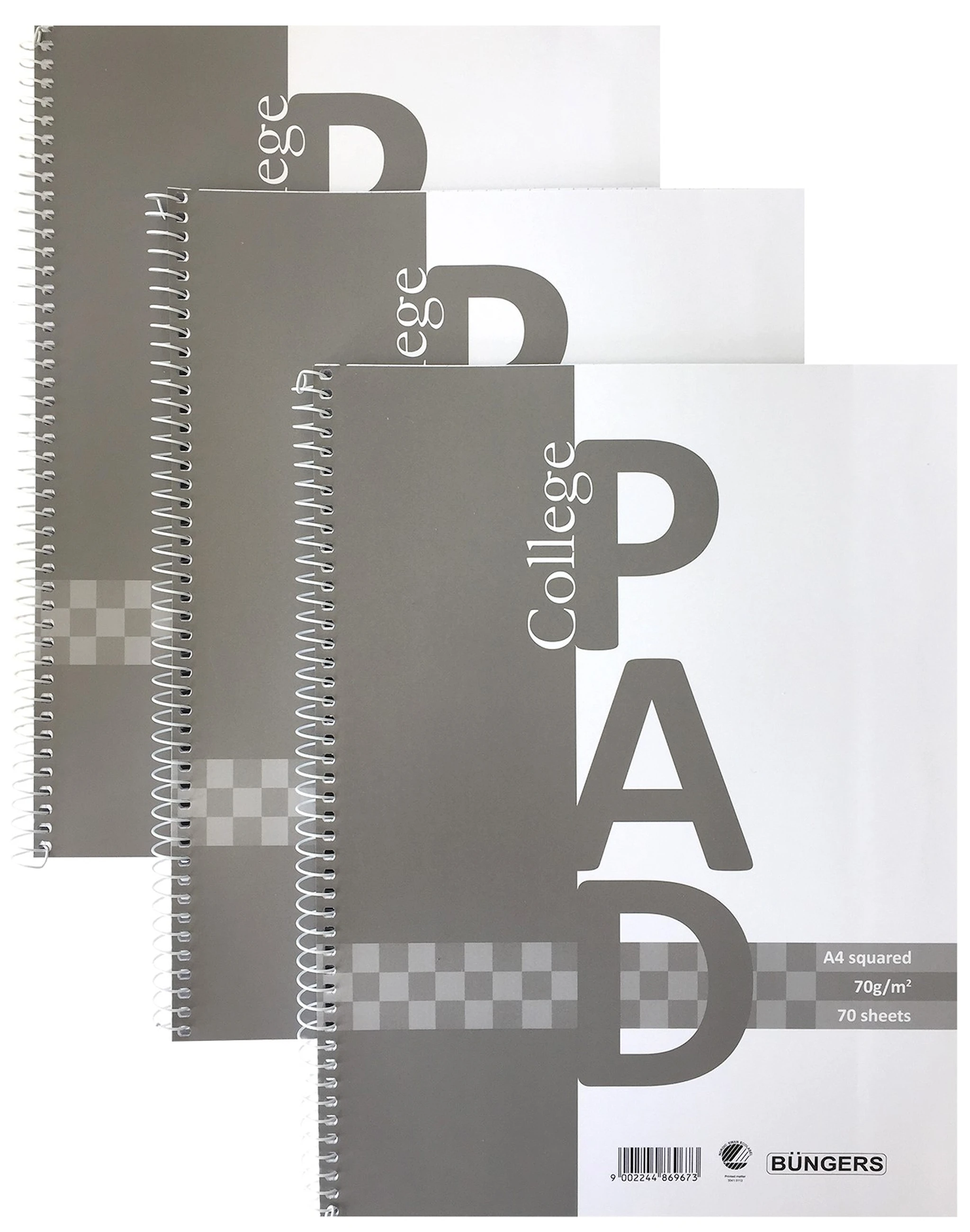 Produktbilde for Kollegieblokk A4 Rutet 3-pk 70g/70Blad