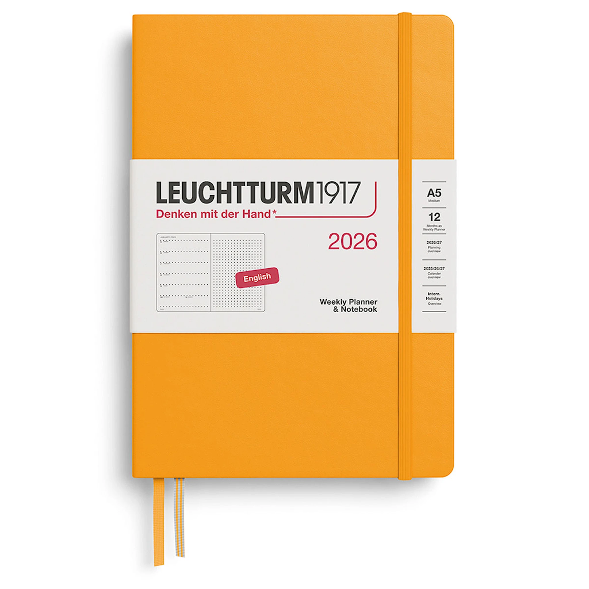 Produktbilde for Weekly Planner & Notebook Dotted 2026 A5 Hard Rising Sun Leuchtturm1917