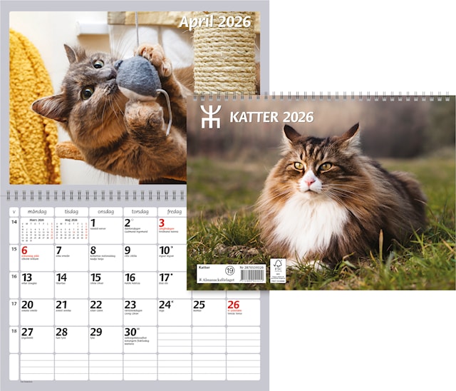 Produktbild 3 för Väggkalender Katter 2026 Almanacksförlaget