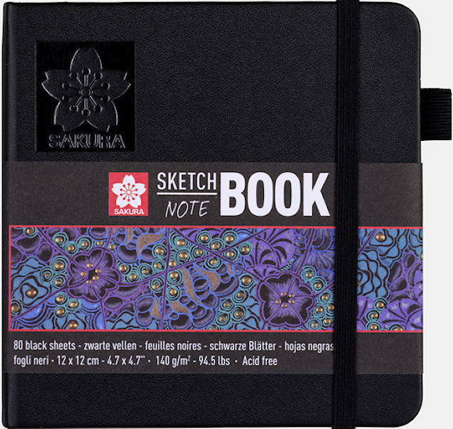 Produktbilde 1 for Sakura skisse-/notatbok 12x12 cm, 80 sider, svart papir 140g