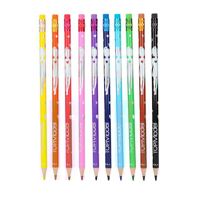 Tuotekuva 2 - Puuvärikynät & pyyhekumipäät, 10 kpl TOPModel