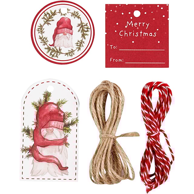 Produktbild 3 för Juletiketter 5 olika och julsnöre 2 x 3 m