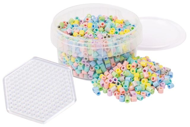 Pastelliputkihelmet 1000 kpl, Purkki ja Alusta Playbox